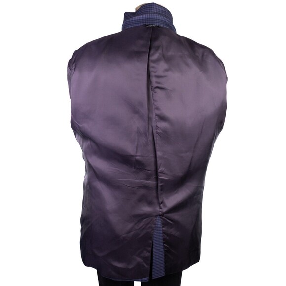 Jos A Bank Signature Silk & Wool 2 Button Blue Gingham Check Blazer Mens 46R - Picture 12 of 15